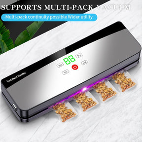 Seladora de Alimentos Automática, Máquina de Embalagem a Vácuo Portátil Multifuncional, Recarregável via USB, Inclui 10 Sacos, Selagem Duradoura para Manter a Frescura, Ideal para Cozinha e Piqueniques ao Ar Livre, Bateria de 2000mAh para Maior Autonomia,