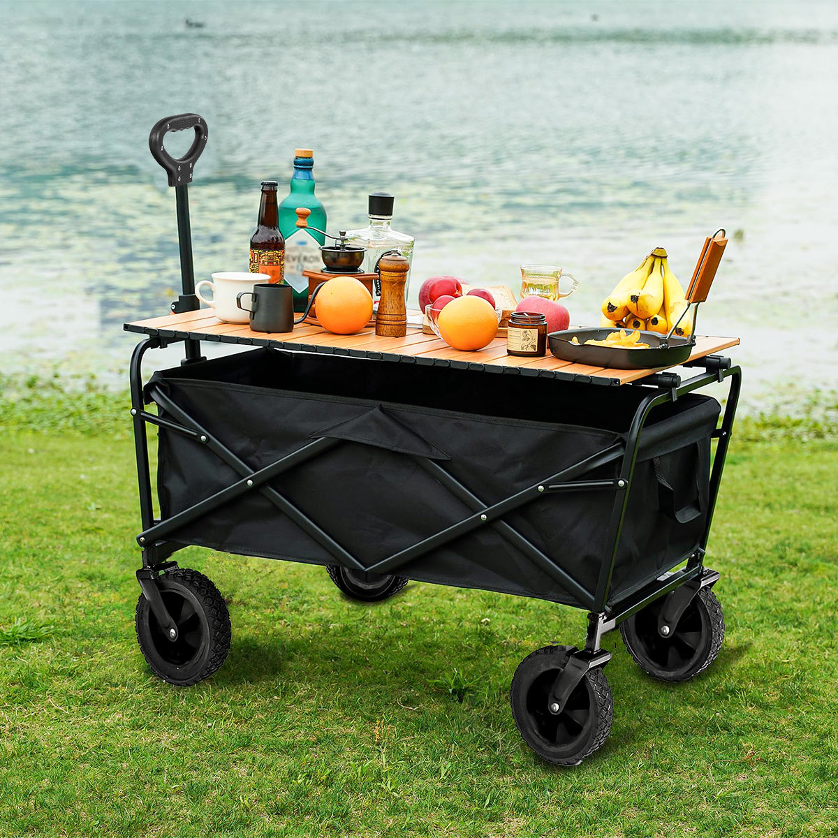 Carrinho Multiuso Para Camping Até 100kg Dobrável Camping Pesca Compras