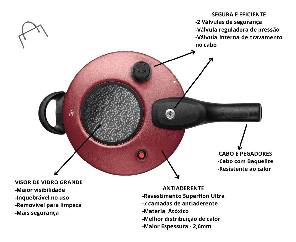 Panela de Pressão antiaderente com Visor 4.5 L MTA
