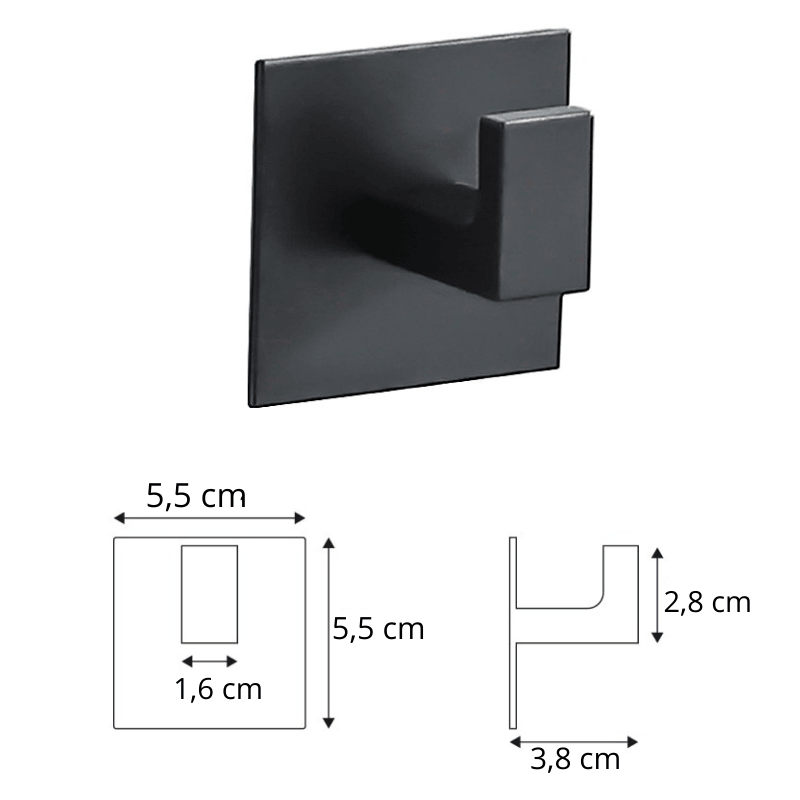 Gancho Porta Toalha de Parede Preto